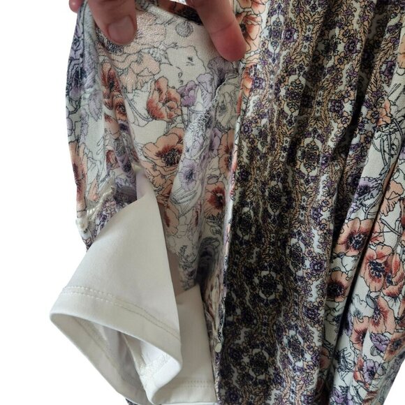 Clover + Scout S Boho‎ Floral Lace Panel Tunic size S Rayon Cotton Purple Cream - Picture 5 of 10